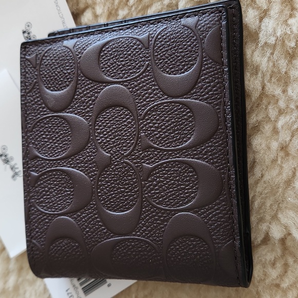 NWT Coach Men's 3-in-1 Compact ID Signature Mahogany Leather Wallet 🤎🎁 - Picture 2 of 16